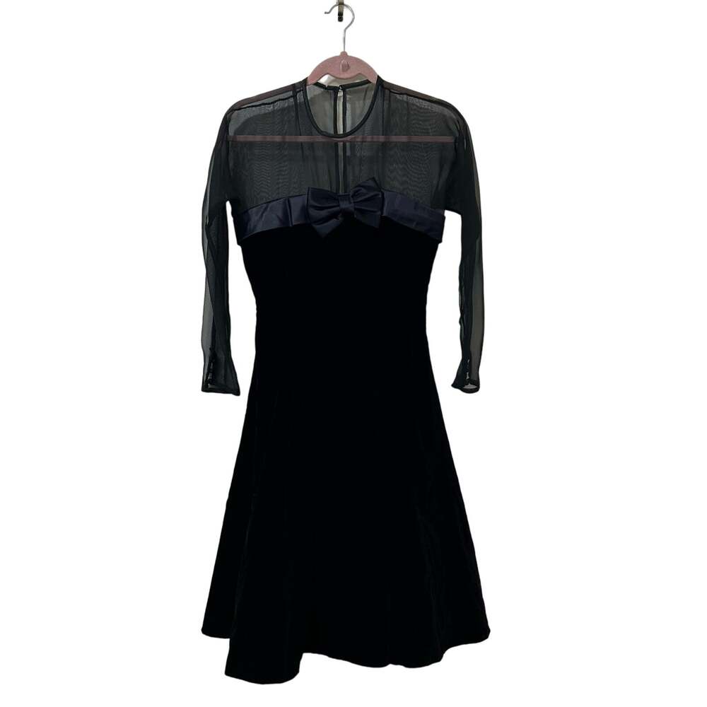 Karen Lucas for Niki Vintage 4 Black Velvet Sheer Dress Whimsigoth Witchy Goth